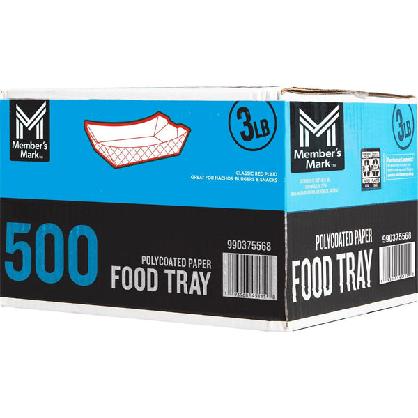 Members Mark Heavy Duty Paper Food Trays, 3lbs., 500ct.