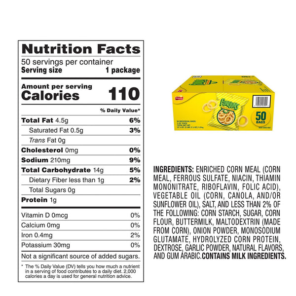 Funyuns Onion Rings Snacks, 0.75 oz., 50 ct.