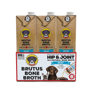 Brutus Bone Broth, Beef Bone Broth Adult Dog Meal Topper, 32 oz., 3 pk.