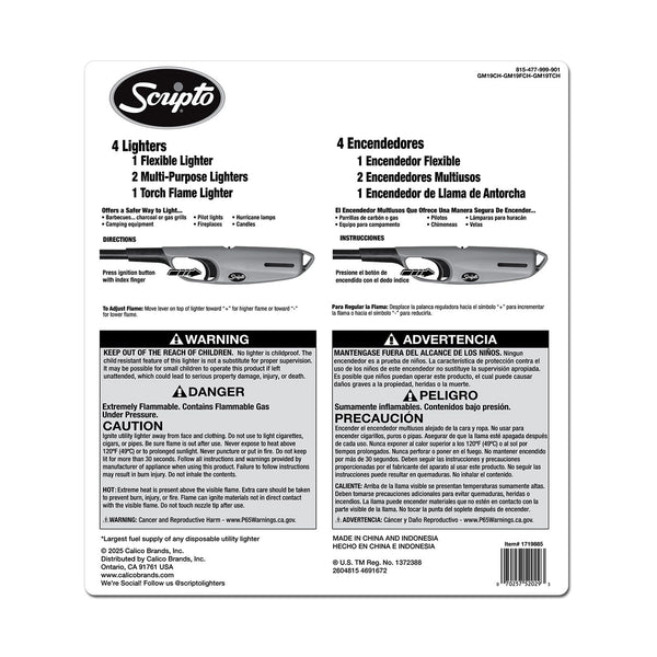 Scripto Aim 'N Flame Multi-Purpose Lighter, 4pk
