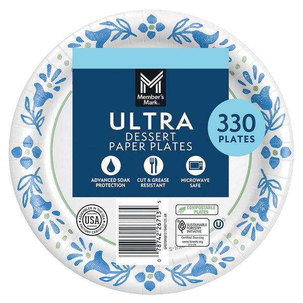 Member's Mark Ultra Dessert/Snack Paper Plates, 6.875