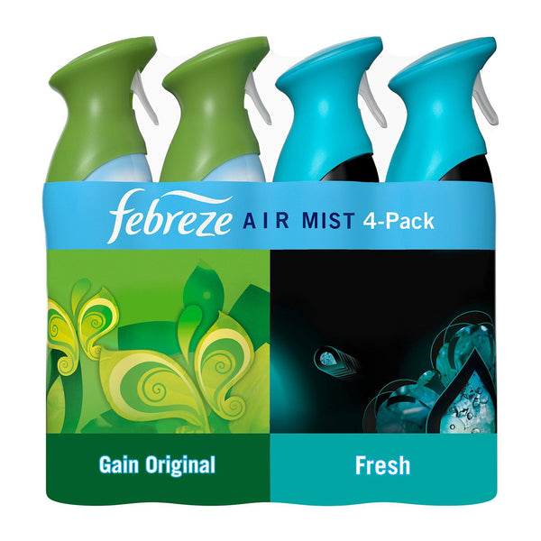 Febreze Air Mist Air Freshener Spray, Gain Original + Unstopables Fresh, 4ct., 32.4 oz.