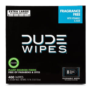 DUDE WIPES XL Flushable Wipes, Fragrance Free, 8 ct., 400 wipes