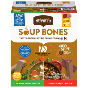 Rachael Ray Nutrish Soup Bones Dog Treat Variety Pack, Beef & Chicken, 11 ct., 2 pk.