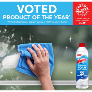 Windex Fast Shine Foam Glass Cleaner, No-Drip Aerosol Cleaning Spray, 19 oz., 4 pk.
