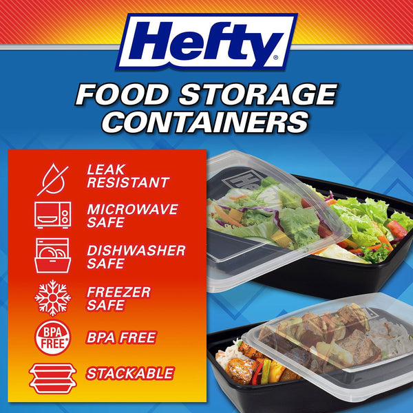 Hefty Food Storage Containers with Lids, 28 oz., 60 pc.