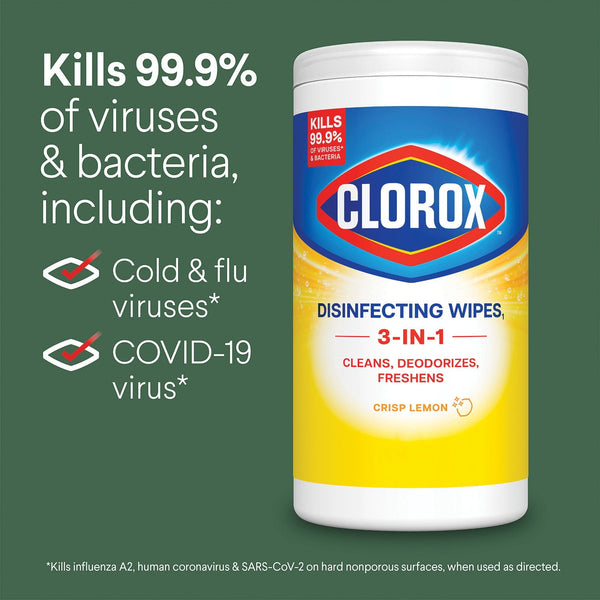 Clorox Disinfecting Wipes, Variety Pack, Fresh Scent and Crisp Lemon, 5 pack ct., 425 wipes total
