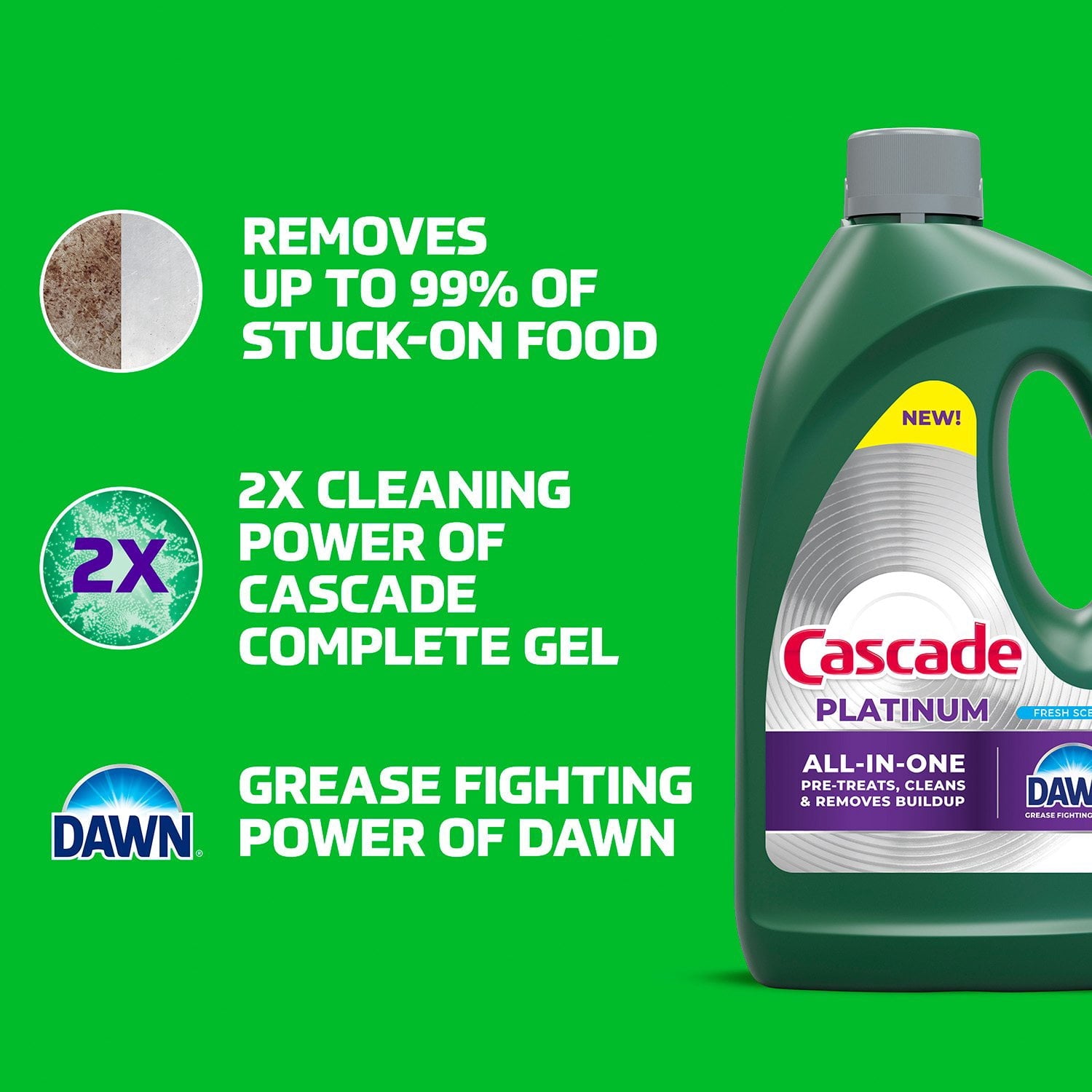 Cascade Platinum Gel Dishwasher Detergent, Fresh, 125 fl. oz.