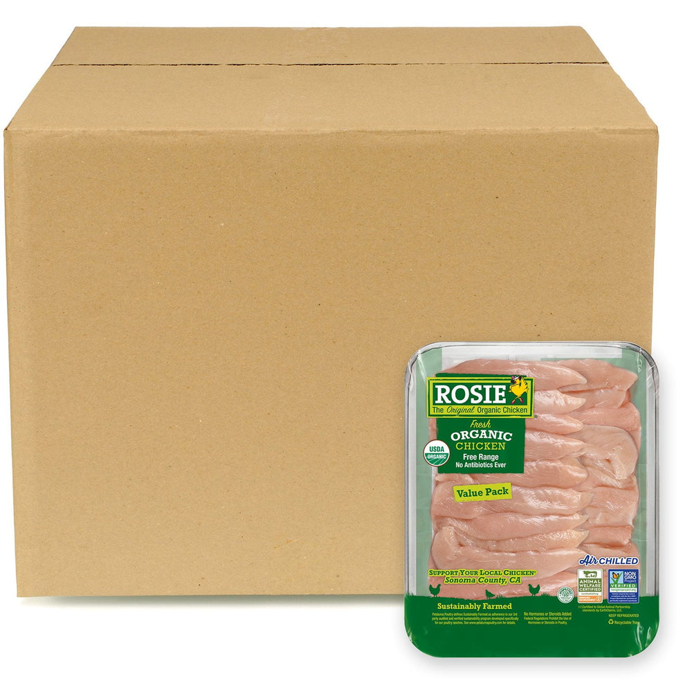 Rosie Organic Boneless and Skinless Chicken Tenders, Case priced per pound