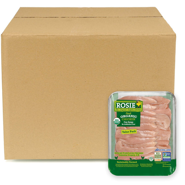 Rosie Organic Boneless and Skinless Chicken Tenders, Case priced per pound