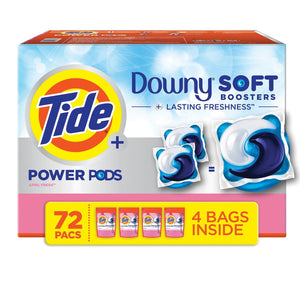 Tide Power PODs Downy Soft Boosters Laundry Detergent Pacs, April Fresh, 72 ct.