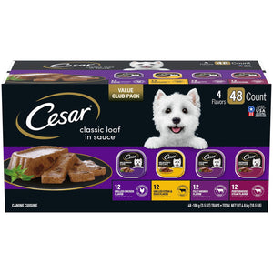 Cesar Classic Loaf in Sauce Wet Dog Food Variety Pack, 3.5 oz., 48 ct.