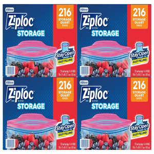 Ziploc Storage Quart Bags with New Stay Open Design, 216 ct.