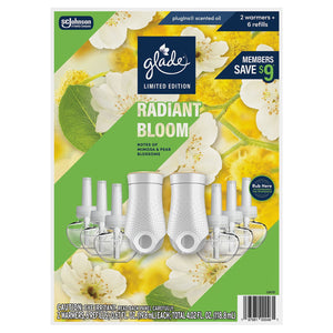 Glade PlugIns Scented Oil, Radiant Bloom, 2 Warmers + 6 Refills