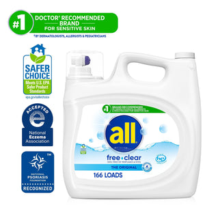 all Liquid Laundry Detergent, Free Clear for Sensitive Skin, 208oz, 166 loads