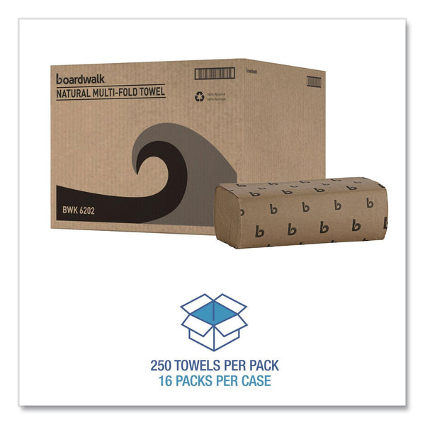 Boardwalk Multifold 1-Ply Natural Paper Towels 16 pks., 250 towels/pk.