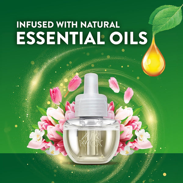 Air Wick Plug In Scented Oil Air Freshener, Sweet Tulip Petals, 1 warmer + 6 refills