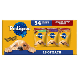 Pedigree Choice Cuts in Gravy Adult Wet Dog Food, Variety Pack, 3.5 oz., 54 ct.