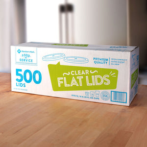 Member's Mark Clear Flat Plastic Lids with Straw Slot 500 ct.
