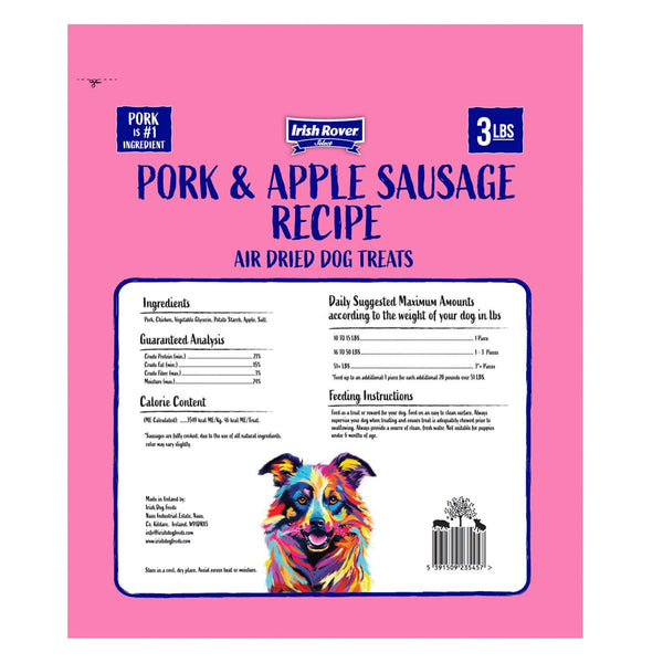 Irish Rover Pork and Apple Sausage Air Dried Dog Treats, 48 oz.