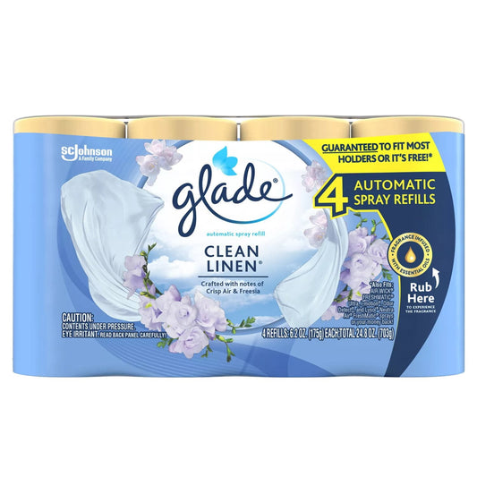 Glade Automatic Spray Air Freshener Refills, Clean Linen, 4 ct.