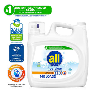 all Liquid Laundry Detergent, with Advanced OXI Stain Removers, 208oz, 140 loads