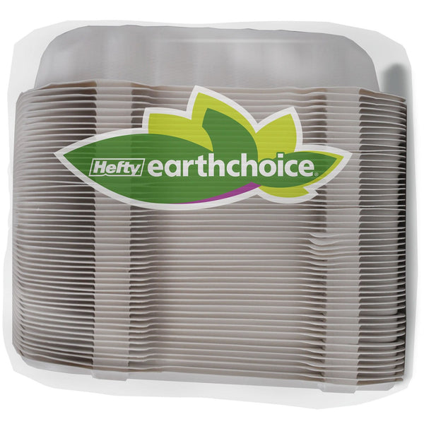 Hefty Earthchoice 3-Compartment Hinged Lid Containers, 9
