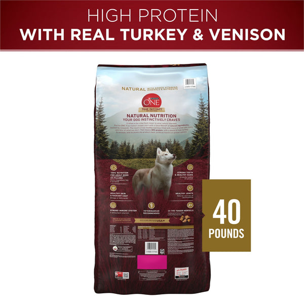 Purina ONE SmartBlend True Instinct Real Turkey & Venison, Adult Dry Dog Food, 40 lbs.