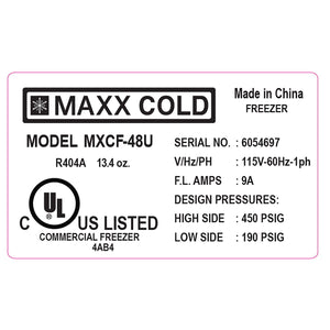 Maxx Cold X-Series Double Door Undercounter Commercial Freezer in Stainless Steel (12 cu. ft.)