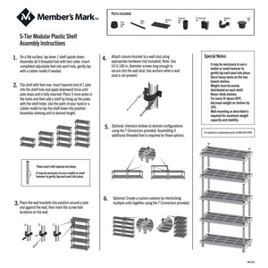 Member's Mark 5-Tier Heavy-Duty Shelf, 48""W x 20""D x 72""H