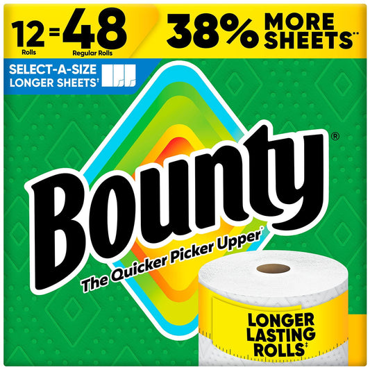 Bounty Select-A-Size 2-Ply Paper Towels, 12 Rolls, 165 sheets/roll