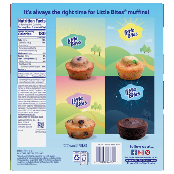 Entenmann's Little Bites Chocolate Chip Muffins, 1.5 oz., 20 pk.