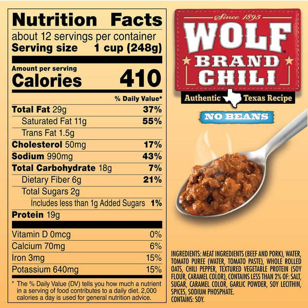 Wolf Brand "No Bean" Chili 106 oz.