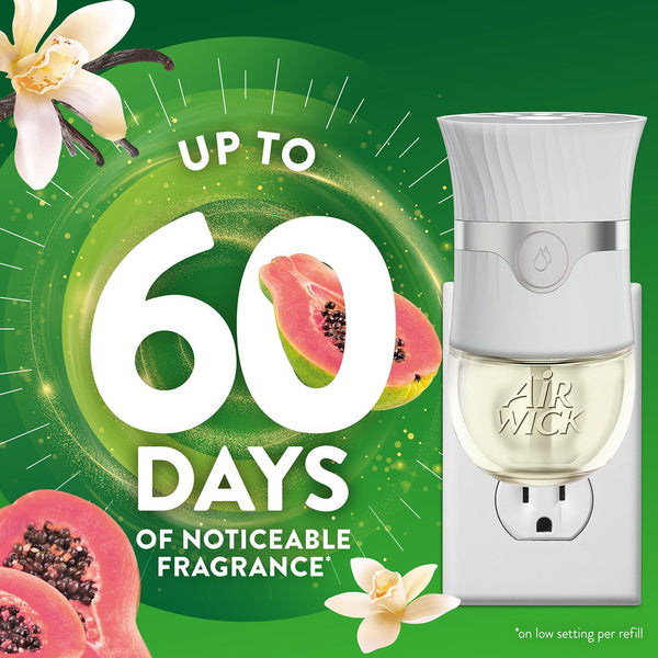 Air Wick Plug In Scented Oil Air Freshener, Vanilla & Pink Papaya, 2 Warmers + 8 Refills