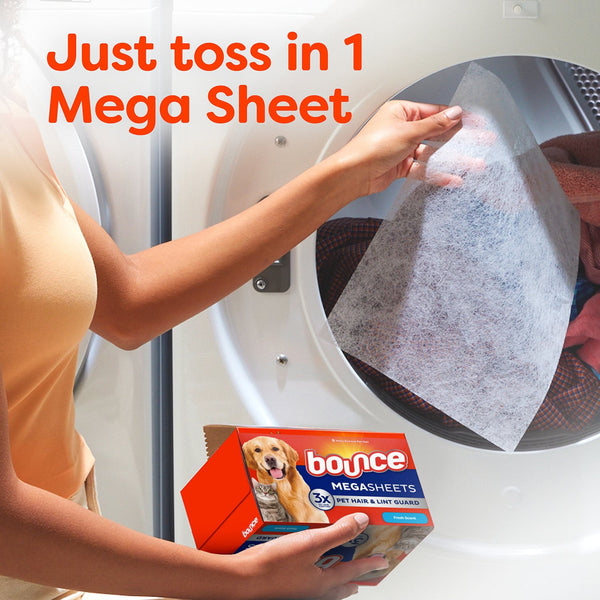 Bounce Pet Hair & Lint Guard Mega Dryer Sheets, Fresh Scent, 210 ct.