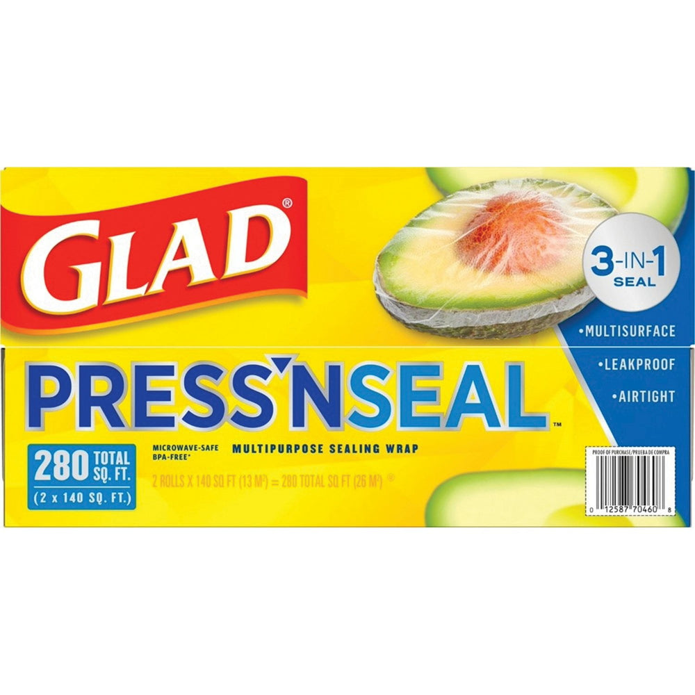 Glad Press'n Seal Plastic Food Wrap 140 sq. ft./roll, 2 rolls