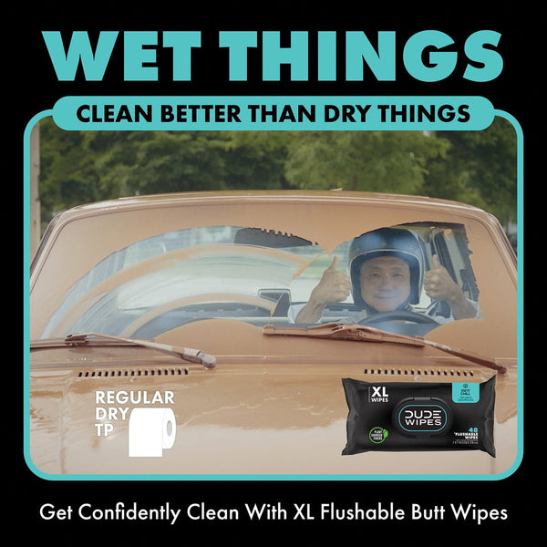 DUDE WIPES XL On-the-Go Flushable Wipes, Mint Chill, 4 ct., 120 wipes
