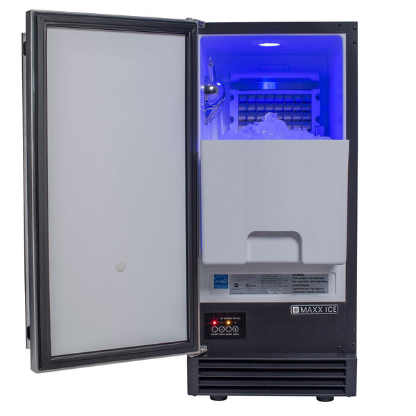 Maxx Ice Freestanding Icemaker with Drain Pump, Stainless Steel and Black (65 lbs.)