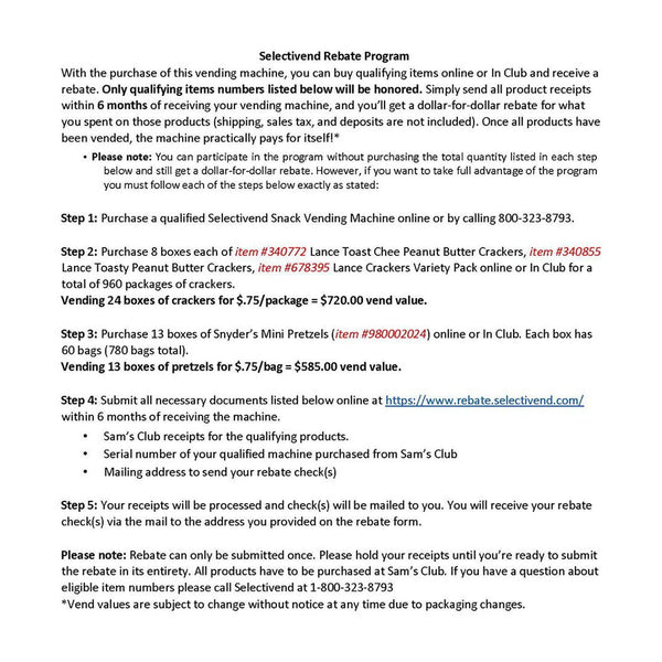 Selectivend WS5000 40 Selection Snack Vending Machine with Card Reader