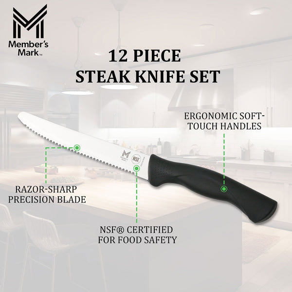 Member's Mark 8.5" Stainless Steel Steak Knives, 12 ct.