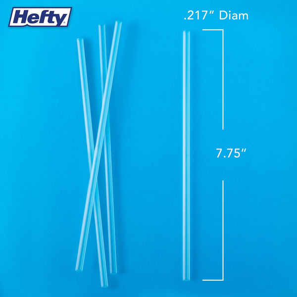 Hefty Jumbo Translucent Unwrapped Plastic Straws, 7.75
