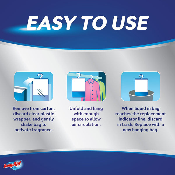 DampRid Max Moisture Absorber Hanging Bag, Fresh Scent 4 pk.