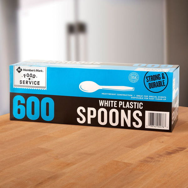 Member's Mark Heavyweight White Plastic Spoons, 600 ct.