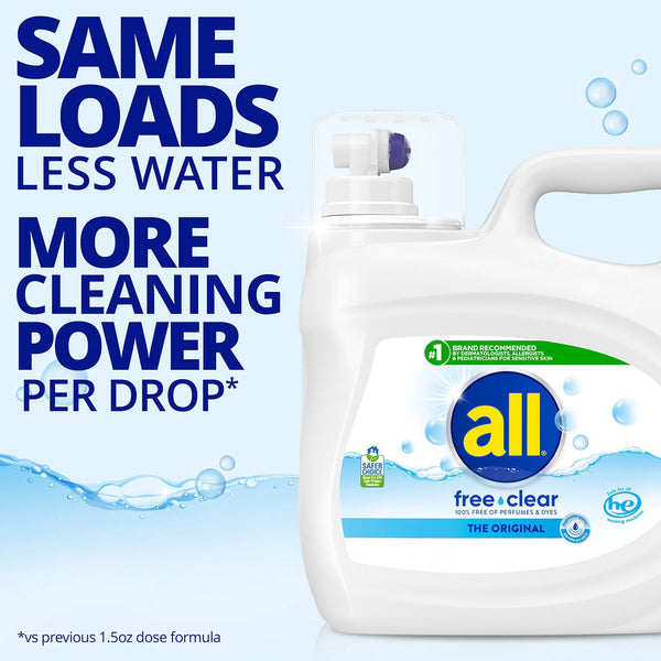 all Liquid Laundry Detergent, Free Clear for Sensitive Skin, 208oz, 166 loads