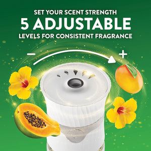 Air Wick Plug In Scented Oil Air Freshener, Hawaii Exotic Papaya & Hibiscus Flower, 2 warmers + 7 refills