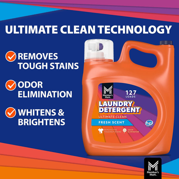Member's Mark Liquid Laundry Detergent, Fresh Scent, 127 loads, 196 fl. oz.