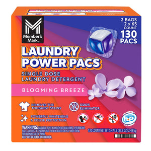 Member's Mark Laundry Detergent Power Pacs, Blooming Breeze, 130 ct.