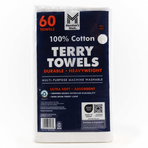 Member's Mark 100% Cotton Terry Towels, 14" x 17