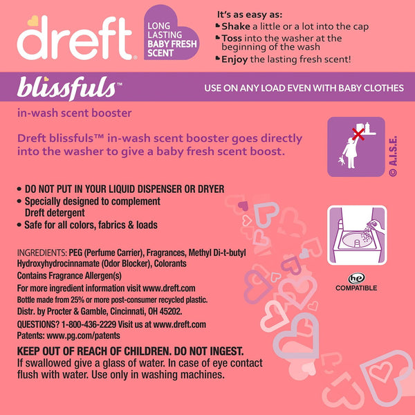 Dreft Blissfuls In-Wash Laundry Scent Booster Beads, Baby Fresh Scent, 39.9 oz.