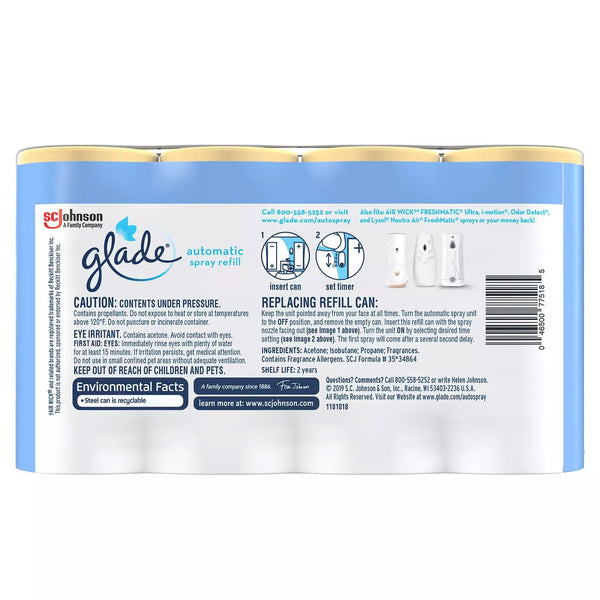 Glade Automatic Spray Air Freshener Refills, Clean Linen, 4 ct.